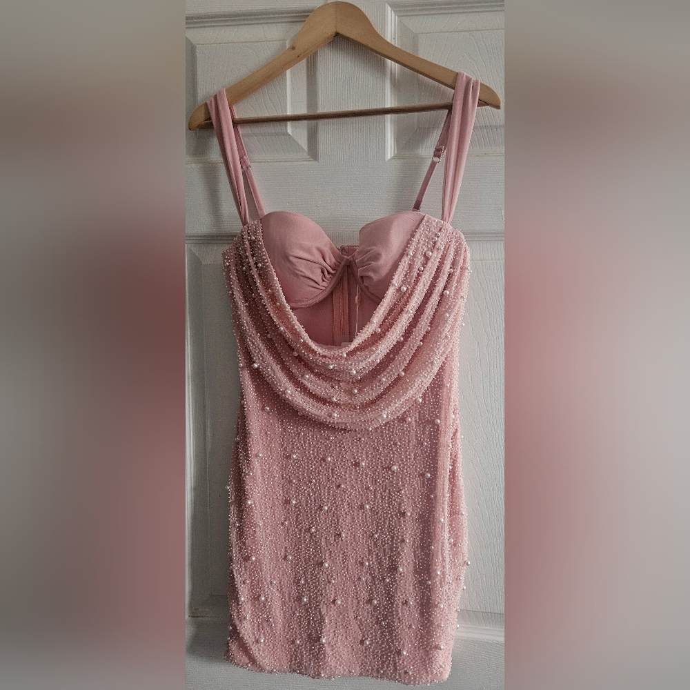 Oh Polly Pink Beaded Dress
